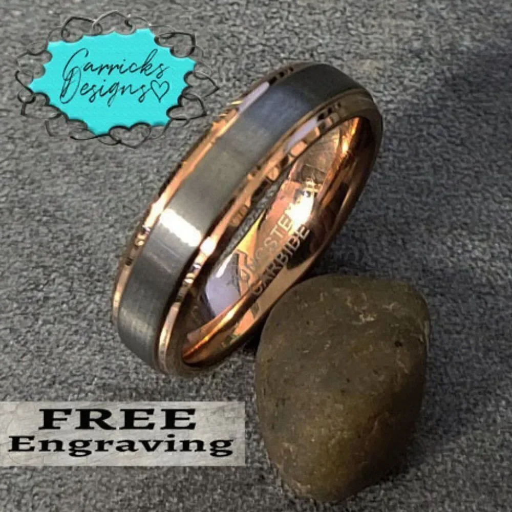 Personalized Men's Real Rose Gold Tungsten Promise Ring Pinky Promise Ring